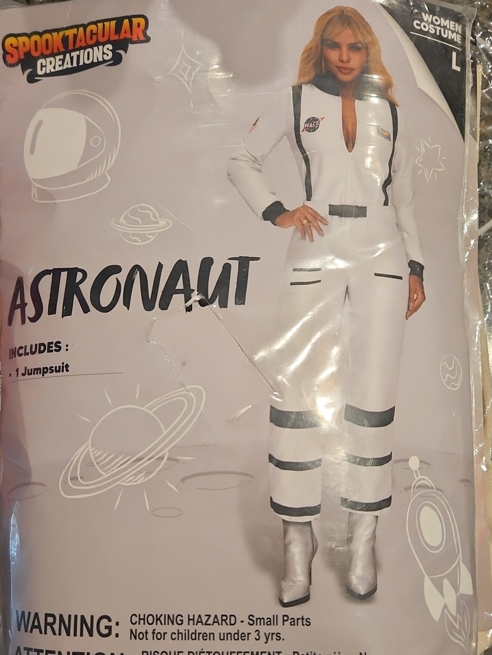 Astronaut Women's Jumpsuit Astronaut Space Costume Large New